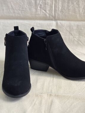Classic Black Suede Ankle Booties - Women's Smart Casual
